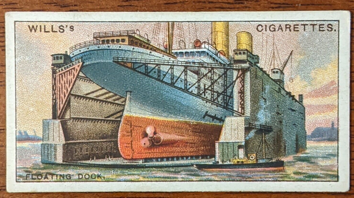 1927 Wills Cigarette Card Engineering Wonders No.38 Floating Dock Great Britain.