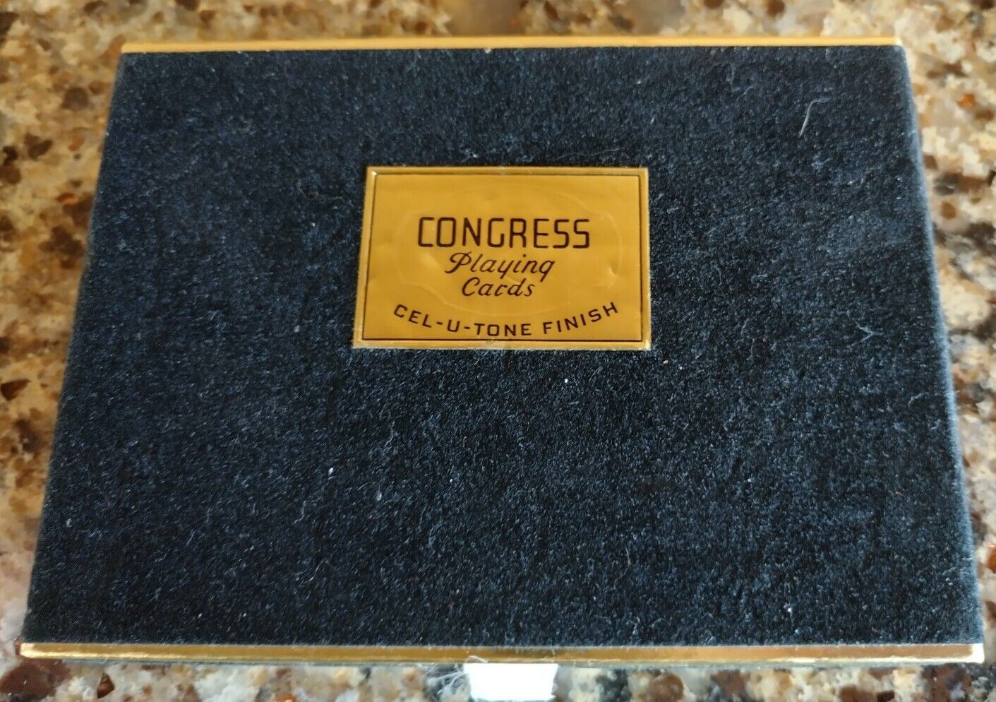 Rare VTG Congress Playing Cards Cel u Tone Finish 2 Decks Felt Box. Sealed Cards