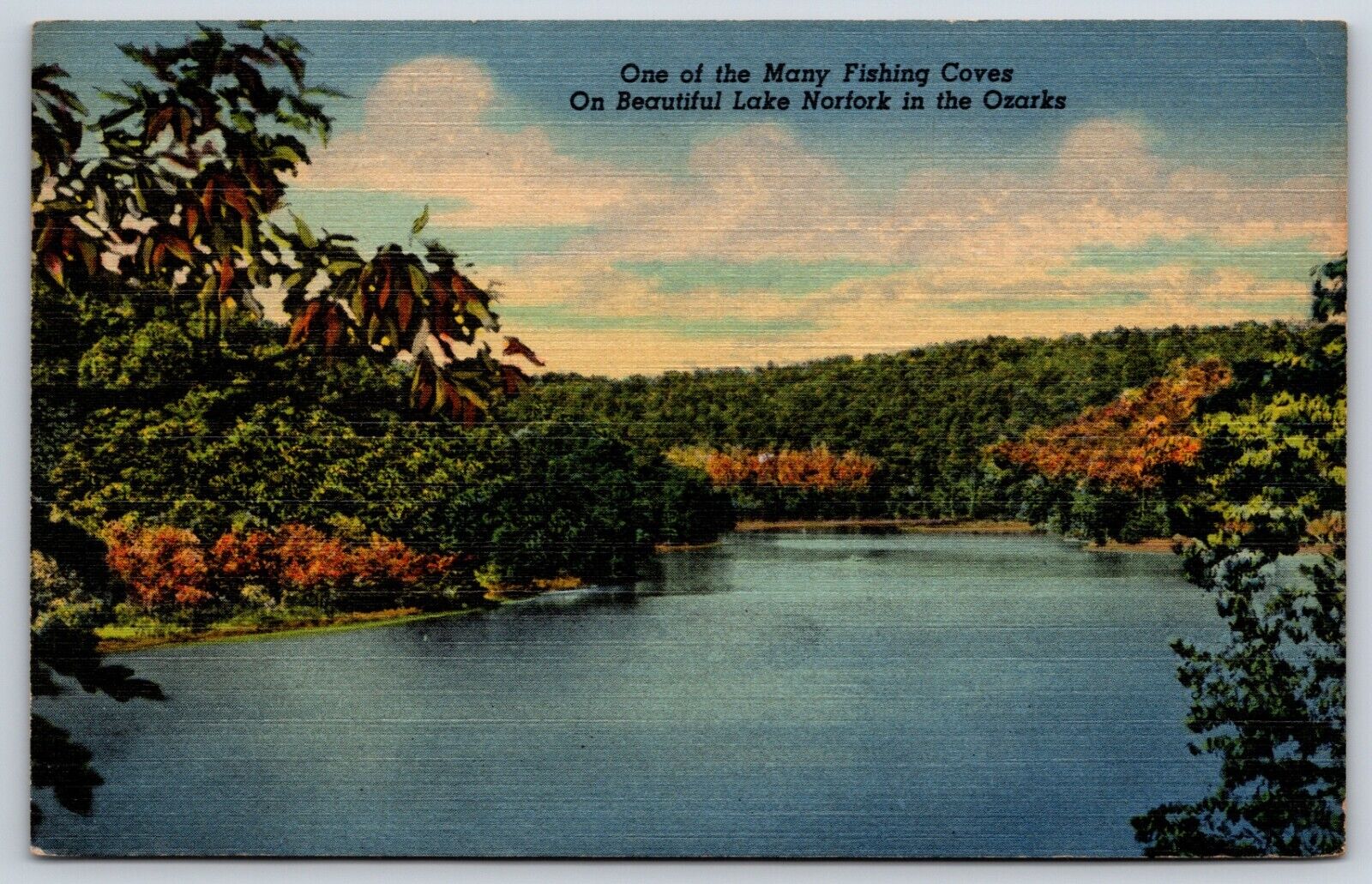 Postcard Fishing Coves On Beautiful Lake Norfork In The Ozarks, MO Posted 1954