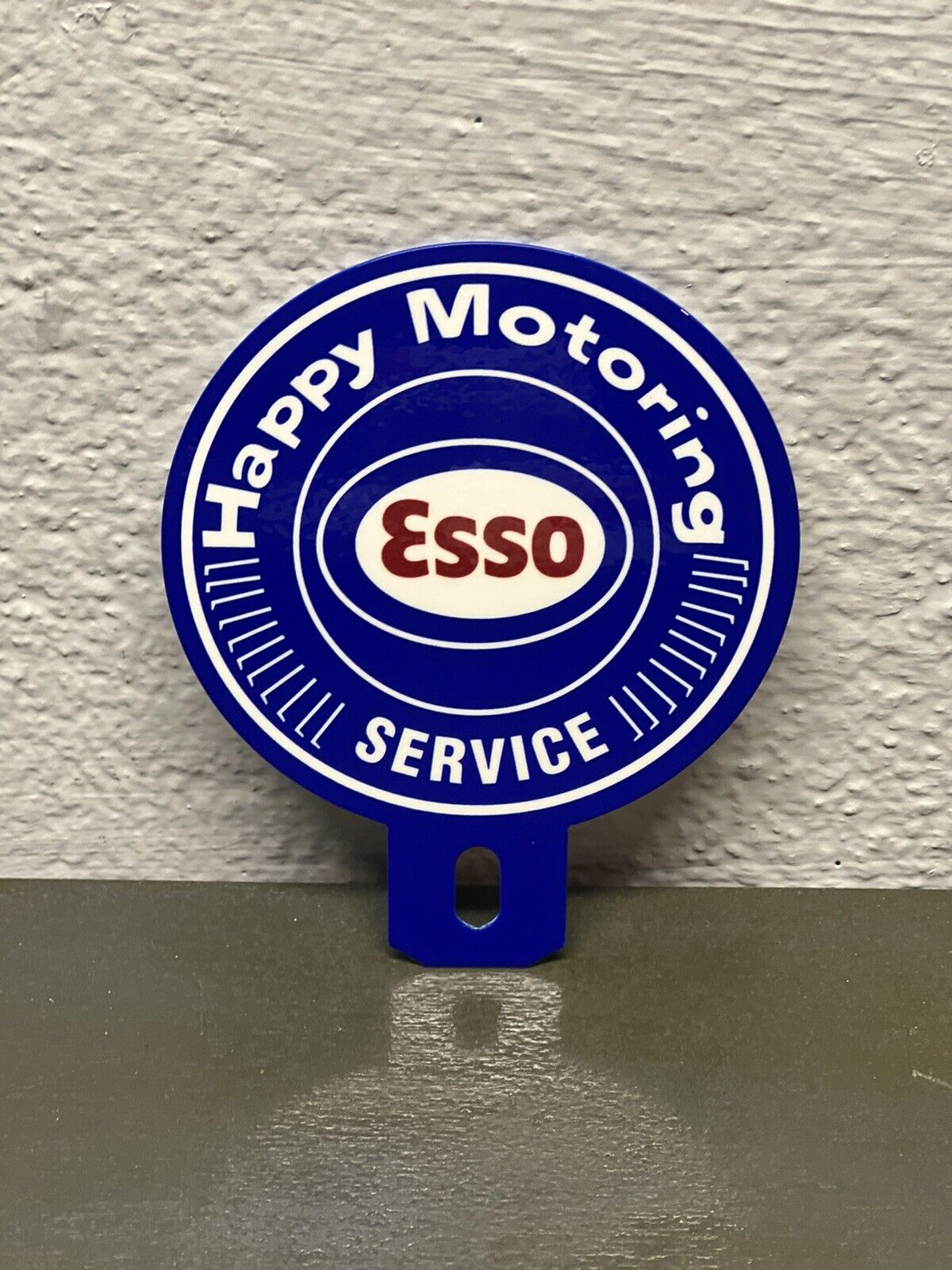 ESSO Happy Motoring Service Metal Plate Topper Gas Oil Sales Auto Garage Diesel