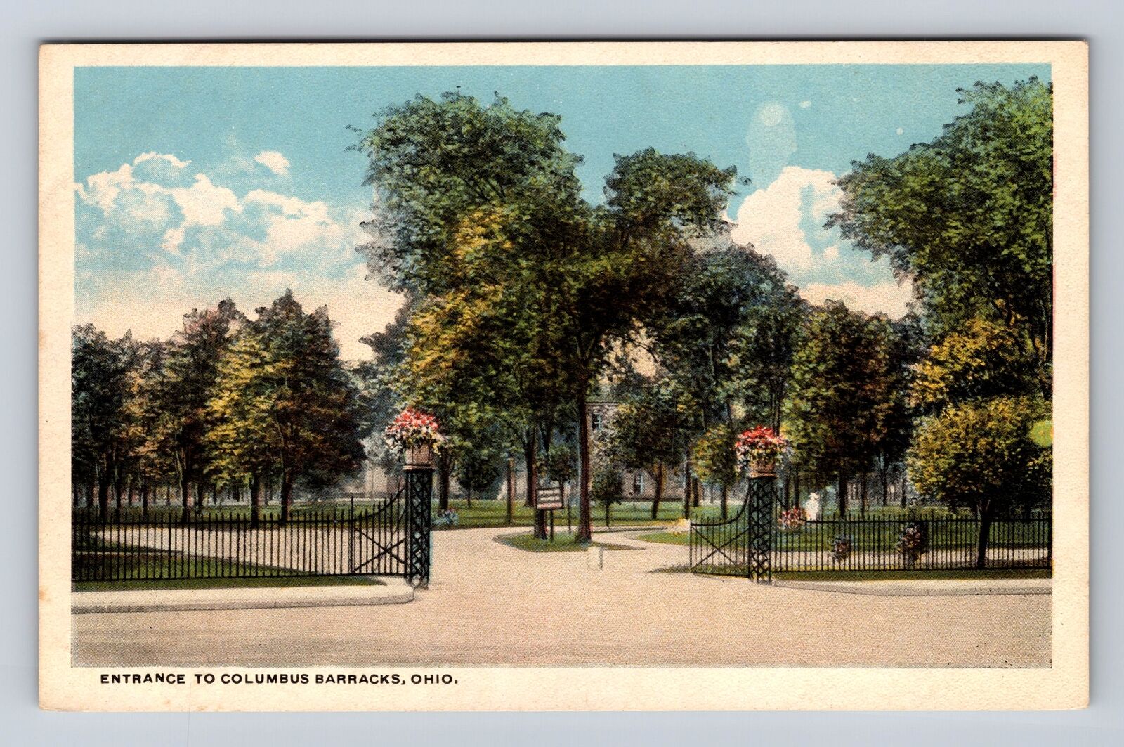 Columbus OH-Ohio, Entrance To Columbus Barracks, Antique, Vintage Postcard