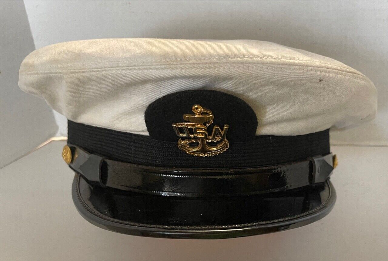 VINTAGE U.S.N. VISOR CAP /HAT..NAVY..SMALL