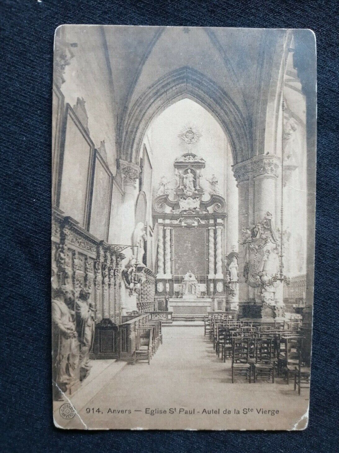 FRANCE Anvers 1923 St. Paul\'s Chruch Altar of the Blessed Virgin postcard
