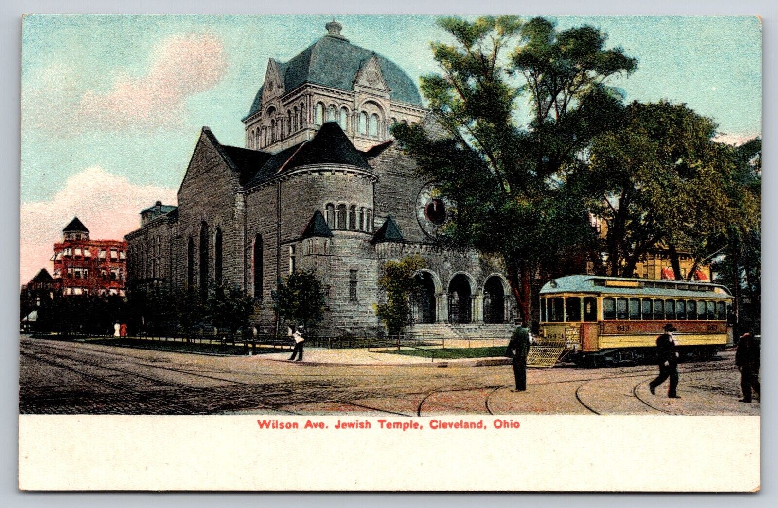 Postcard OH Cleveland; Jewish Temple; Wilson Avenue