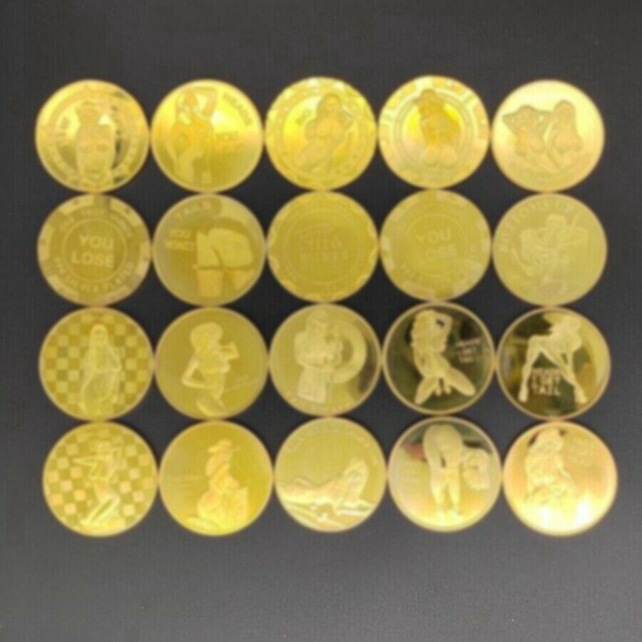 10pc Heads I get Tail Tails I get Head Challenge Coins Lucky Gifts Gold Plate