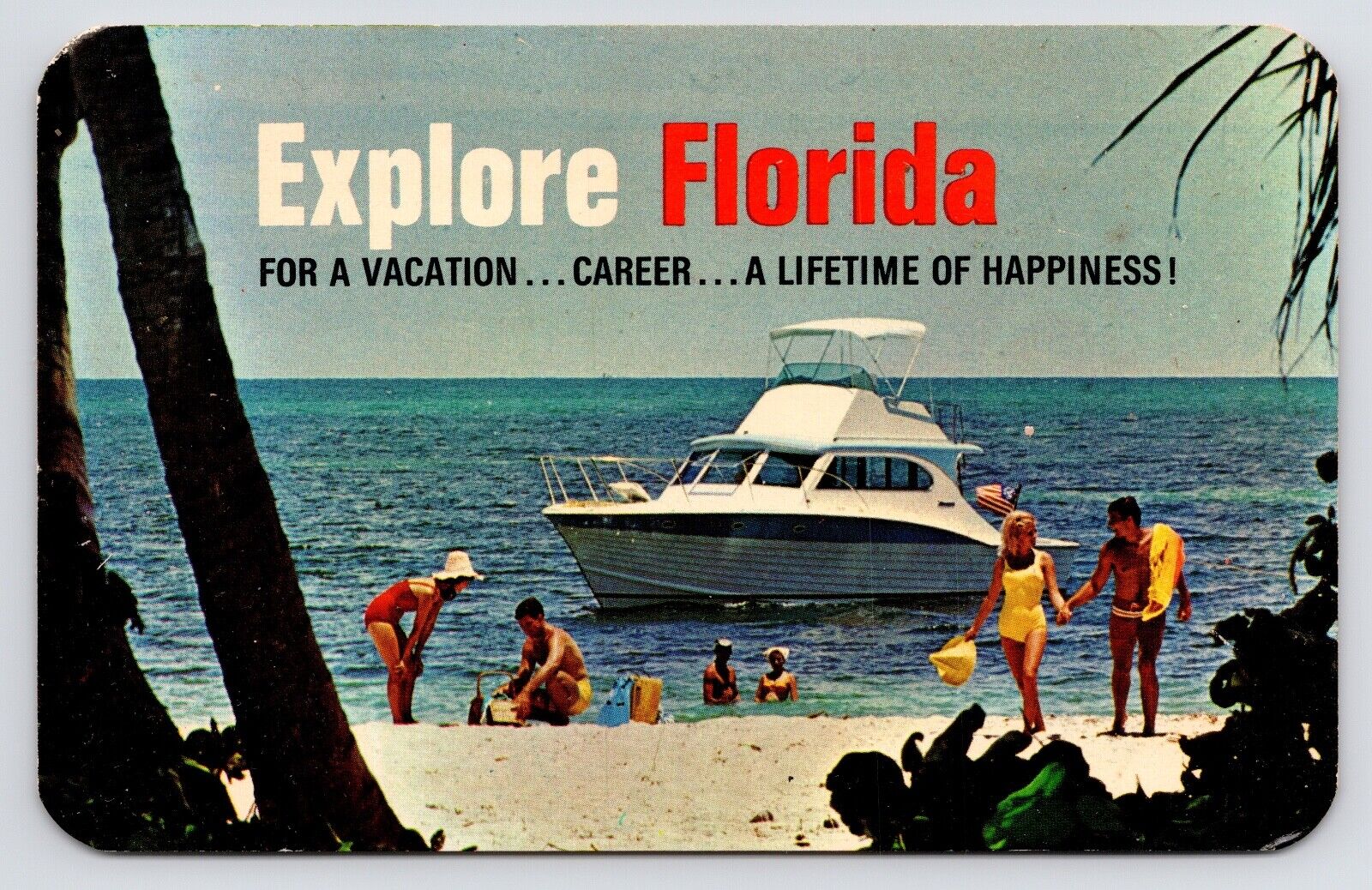 c1970s Explore Florida Souvenir Summer Vacation Checklist Vintage FL Postcard