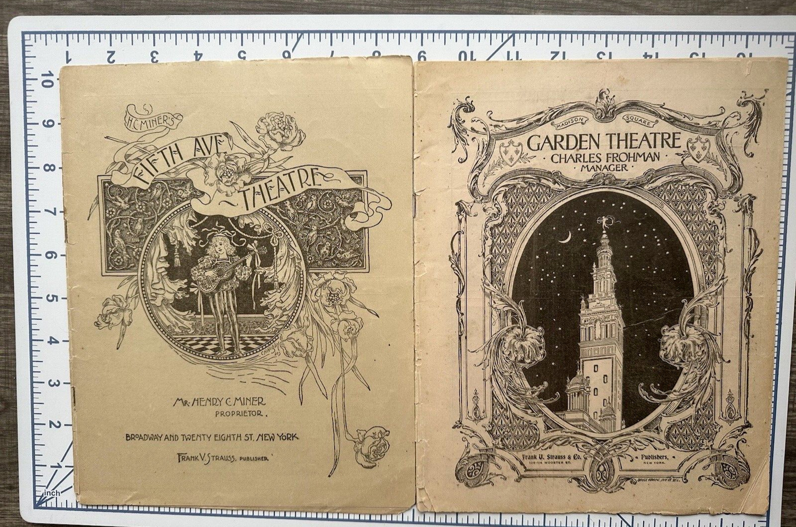 ANTIQUE 1890's THEATRE PROGRAMS - FIFTH AVE and GARDEN THEATRE  New York Lot 2