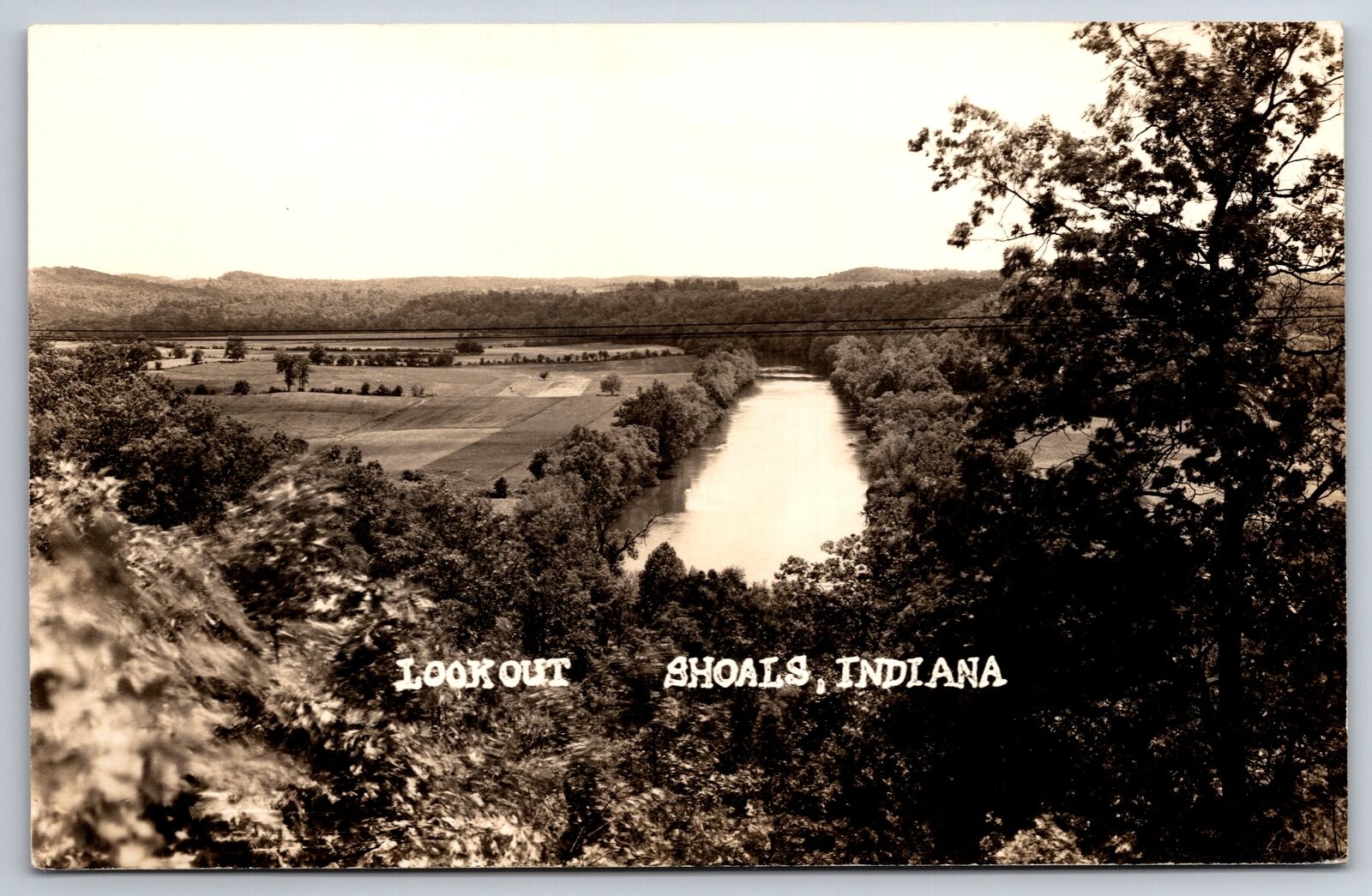 Shoals Indiana~Lookout~Canal Birdseye View~1940s RPPC
