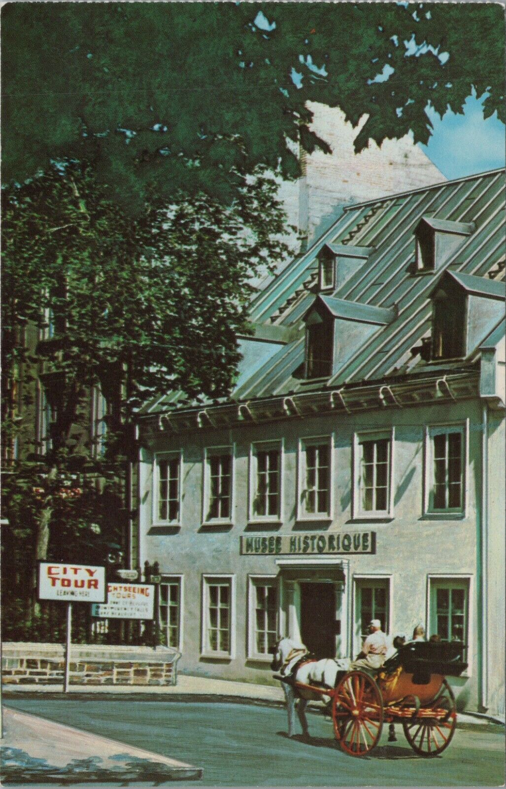 Wax Museum Facing Chateau Frontenac Quebec Canada Horse Chrome Vintage Post Card