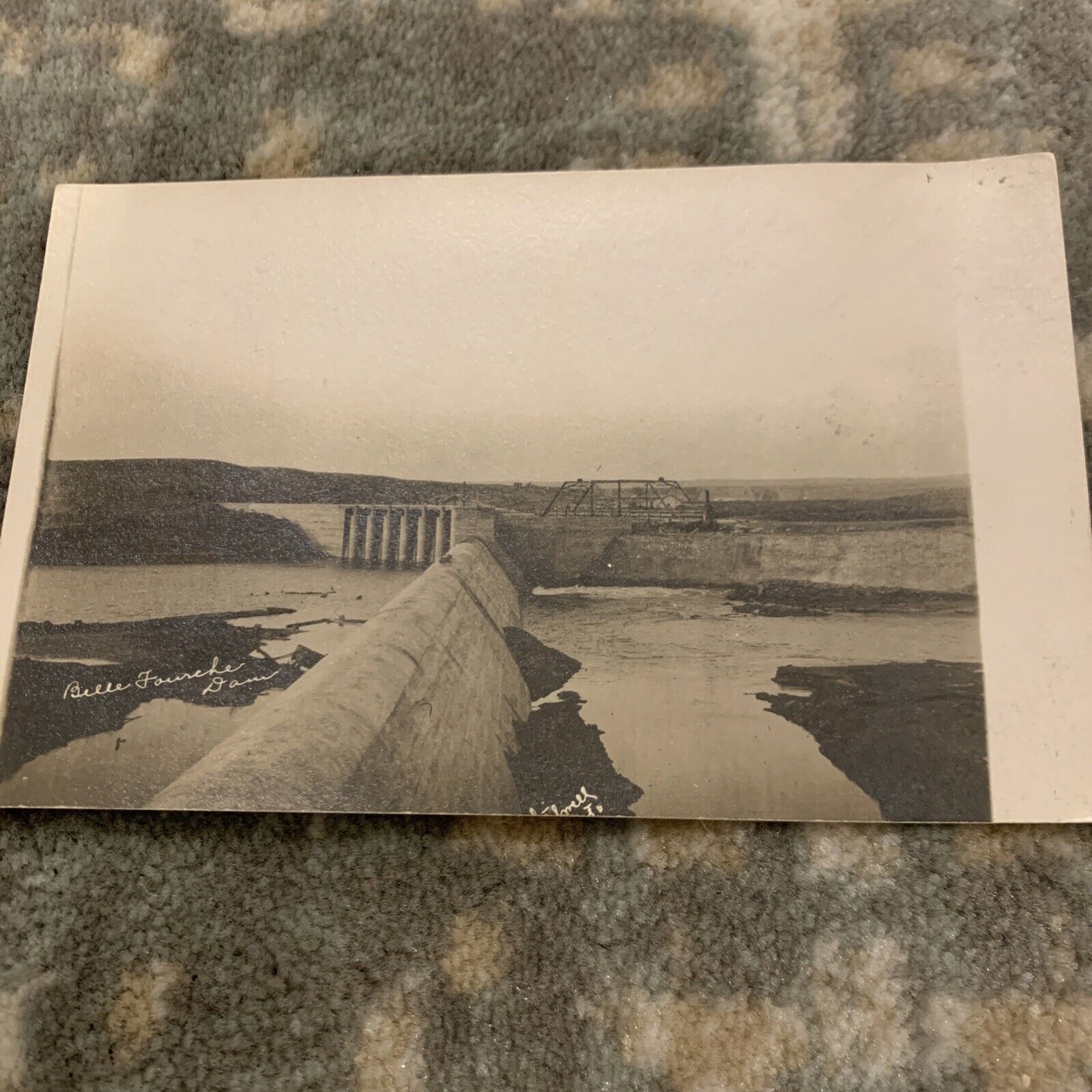 Antique Belle Fourche Dam S Dakota Real Picture Post Card 1907 Signed unused