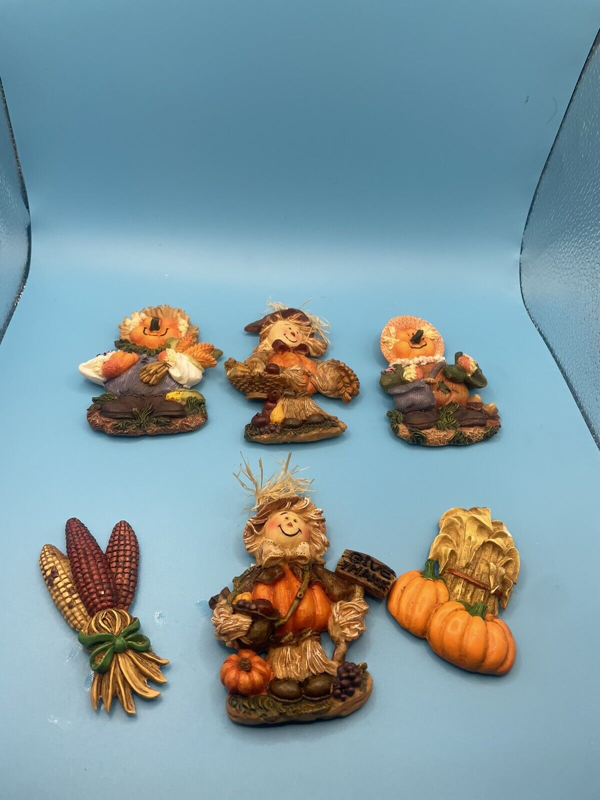Halloween Pumpkin Corn Scarecrow Fall Fridge Magnets — Lot Of 6
