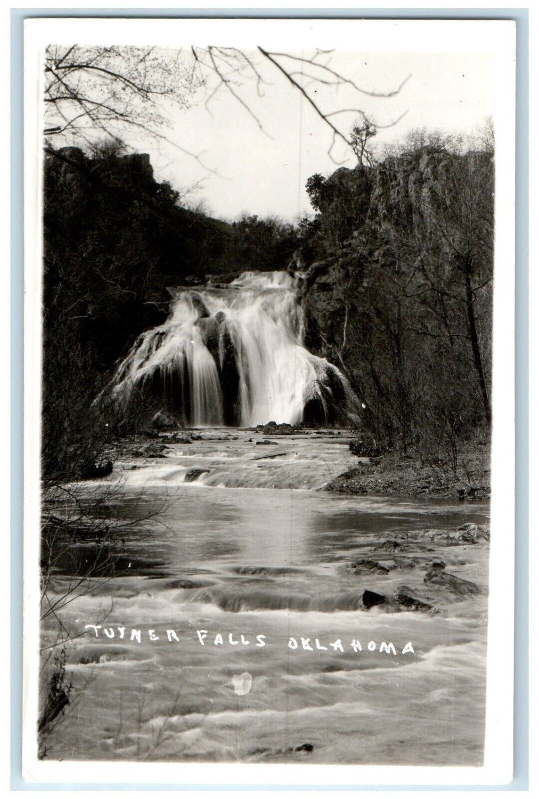 c1940's Turner Falls Oklahoma OK Waterfalls Unposted Vintage RPPC Photo Postcard