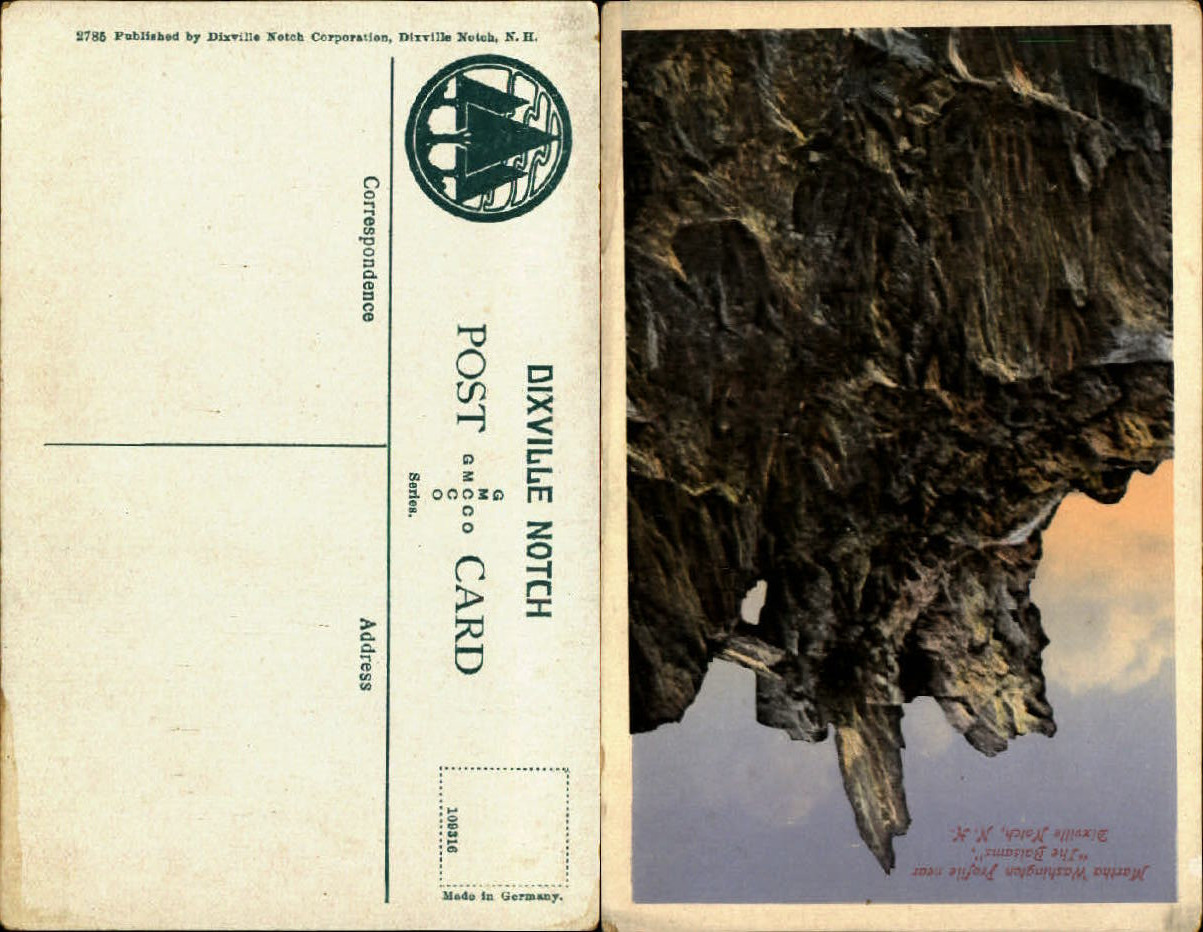 Dixville Notch NH Martha Washington profile Balsams rocks unused old postcard