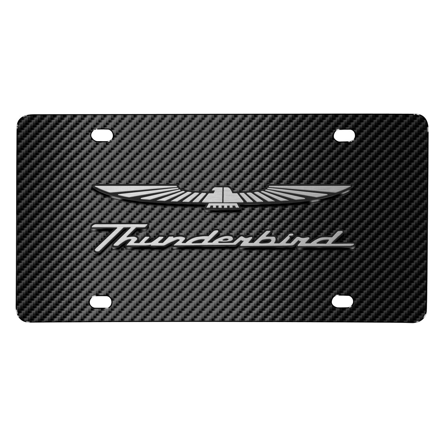 Ford Thunderbird 3D Logo Black Carbon Fiber Patten Stainless Steel License Plate