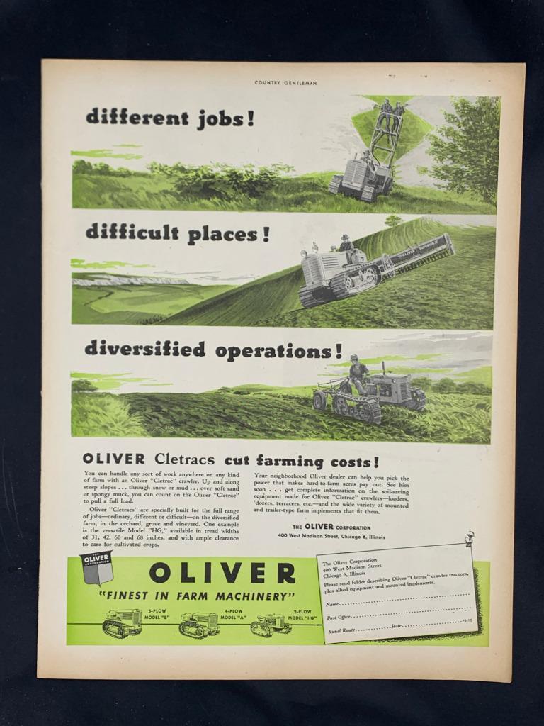 Magazine Ad* - 1949 - Oliver Celetrac crawler - (#1)