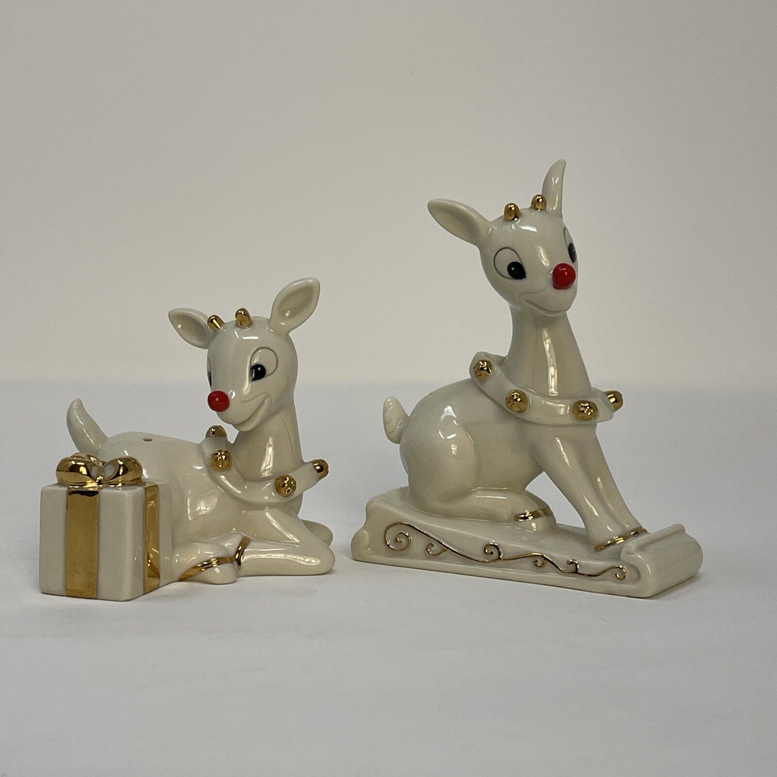 LENOX Rudolph Red Nosed Reindeer Christmas Holiday Salt & Pepper Shaker Set 2003