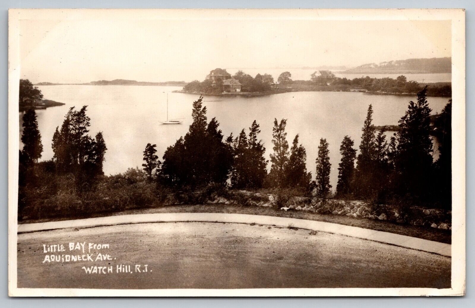 Little Bay from Aquidneck Ave. Watch Hill Rhode Island Real Photo Postcard RPPC.