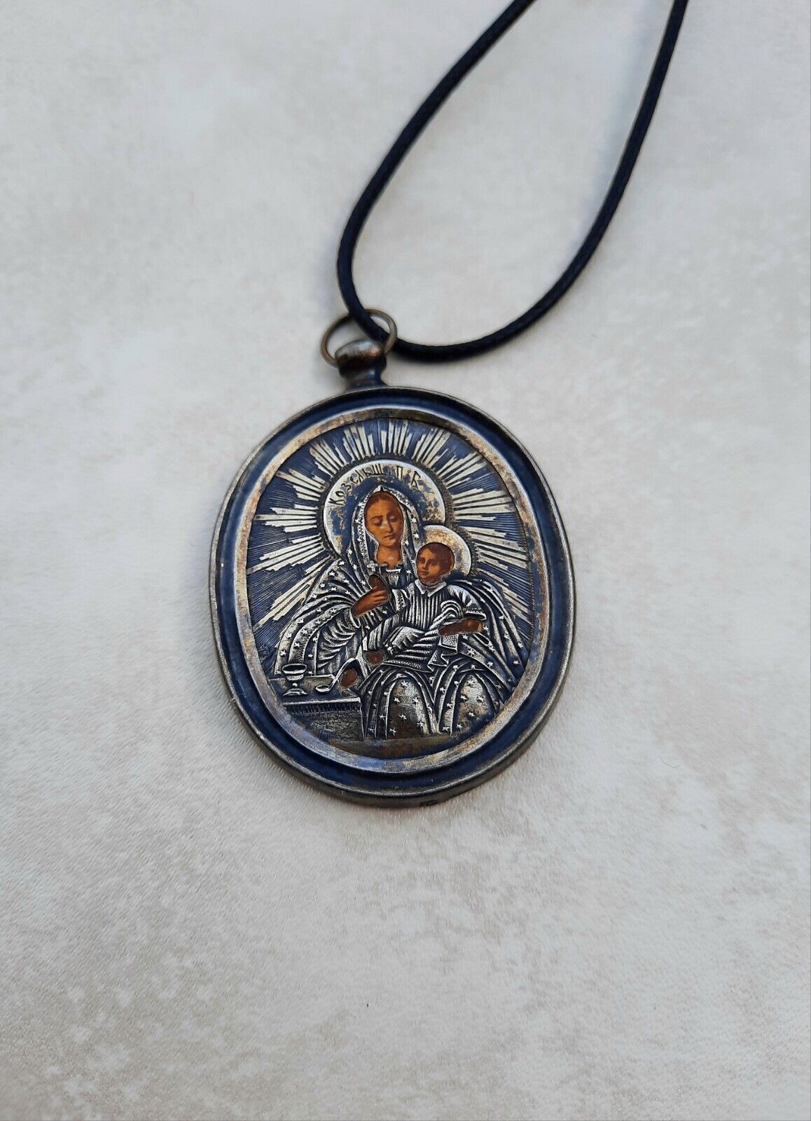 Antique Miniature silver Icon Mother of God Silver 84° Sterling Vintage