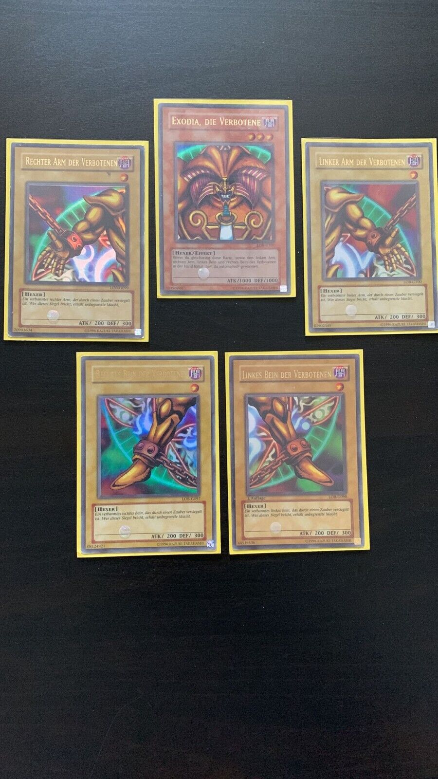 Complete Exodia Legend of the Blue Eyes LOB-G097-G101 German Played Yu-Gi-Oh