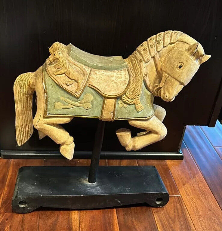 Vintage Carousel Romain Horse Figure Stand Base Figurine Statue Artwork 1970s