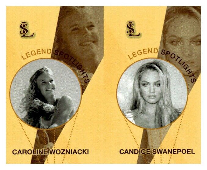#UL1622 CAROLINE WOZNIACKI, CANDICE SWANEPOEL Rare Uncut Spotlight Card Strip