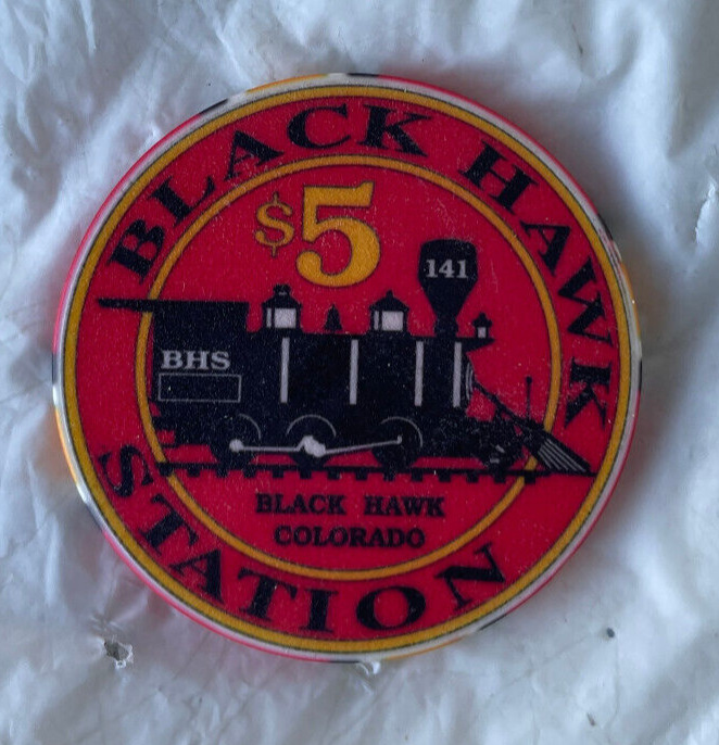 Black Hawk Station Black Hawk, Colorad $5 Poker casino Chips 1998 UNC Sleeved