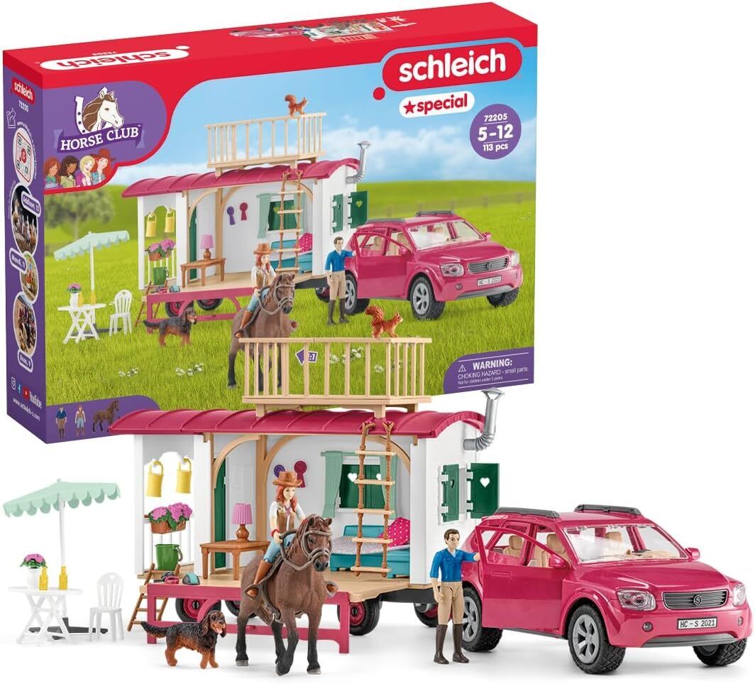 Schleich Horse Club Toys for Girl and Boy, Camping Trip Camper Playset 5 - 12 Yr