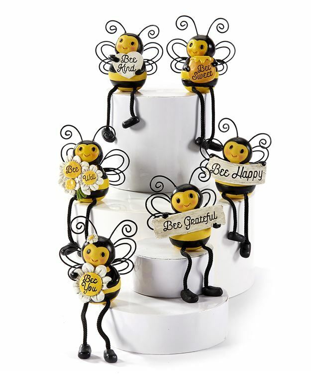 Bumblebee Bee Shelf Sitters Set of 6 with Dangly Legs Sentiments Yellow Black