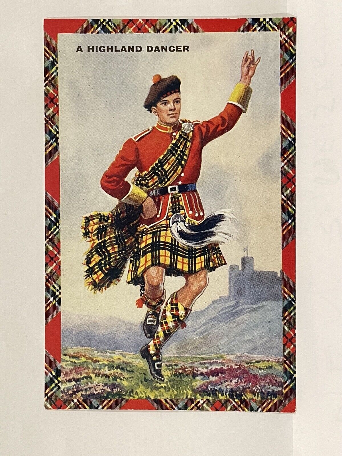 A Highland Dancer. Tartan. Scotland. Postcard.