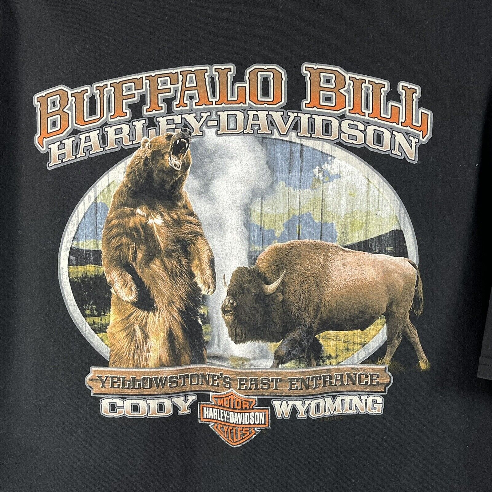Buffalo Bill Harley Davidson Cody  Wyoming 2X Men’s Black T-Shirt Black Bear