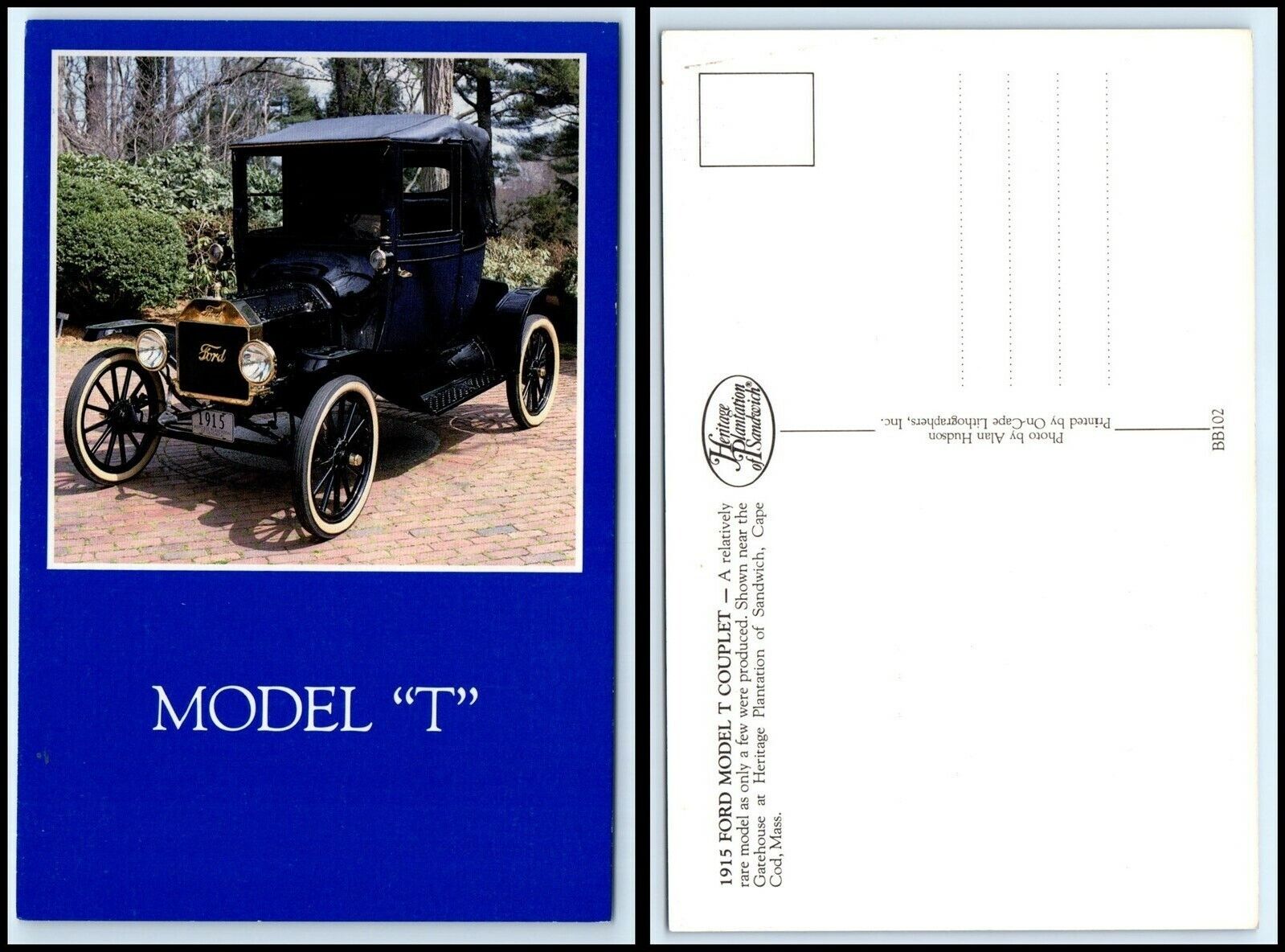 Vintage AUTOMOBILE Postcard - 1915 Ford Model T Couplet, Sandwich, MA A33