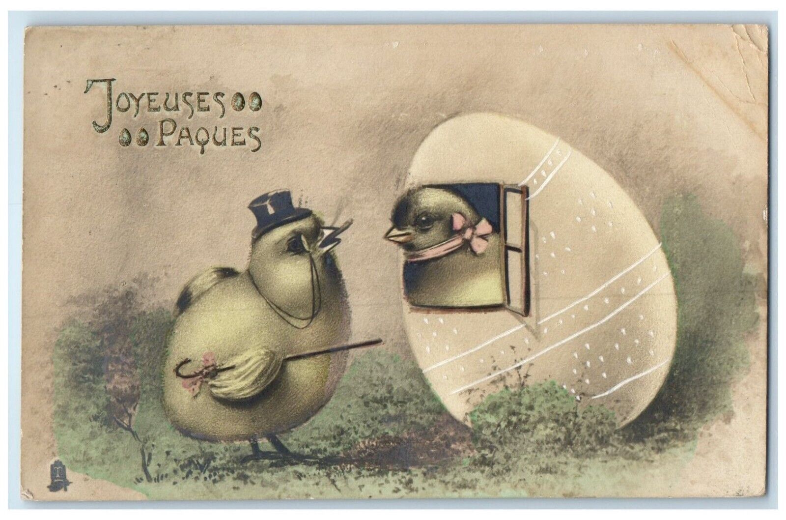 c1910's Easter Eggs Anthropomorphic Chicks Viola Illinois IL Antique Postcard