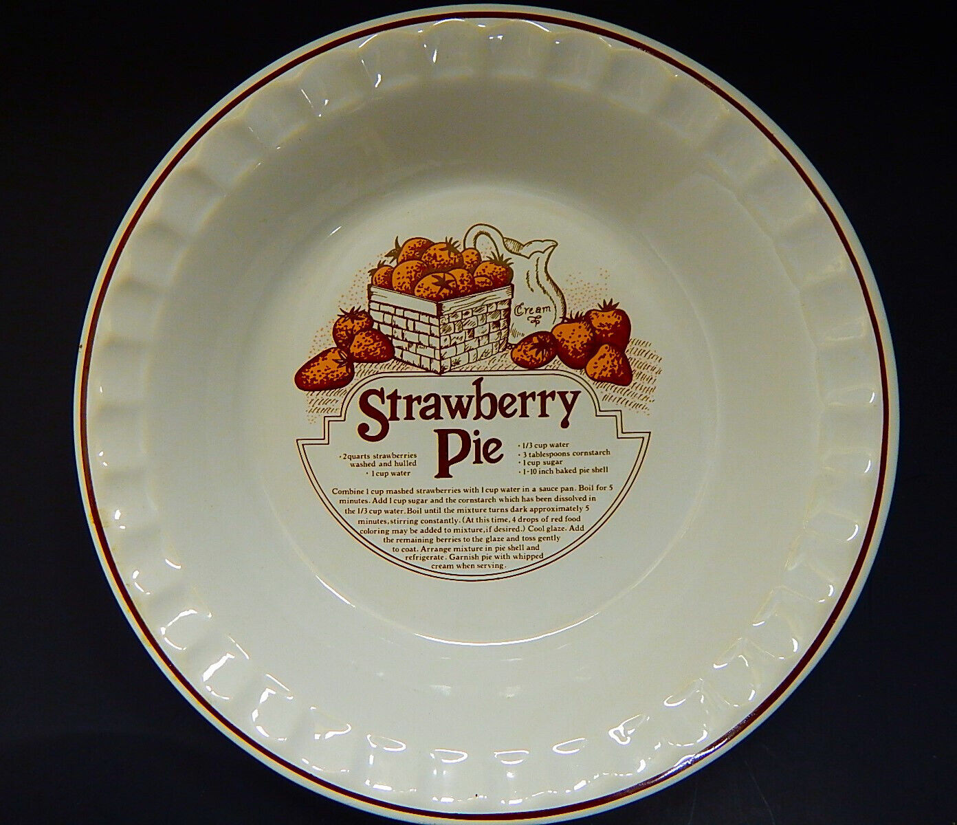 Strawberry Pie Recipe Pie Plate - Large  11\