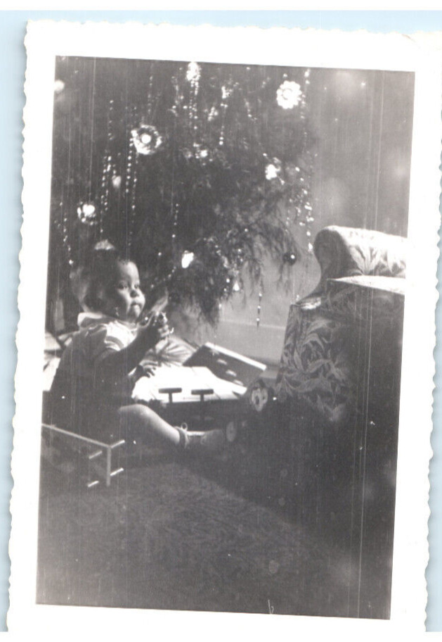 Vintage Photo 1944, Baby Boy 1st Christmas, Picturesque Perfect, 4.5x3.5