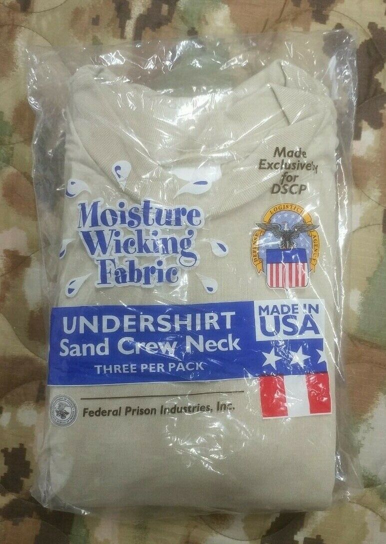  Moisture Wicking Polyester Shirt (3 Pack) Sand - Large Reg NEW USGI