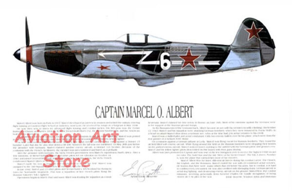 Russian Yak Fighter, Signed by French/British/Russian Ace, Artist; E. Boyette