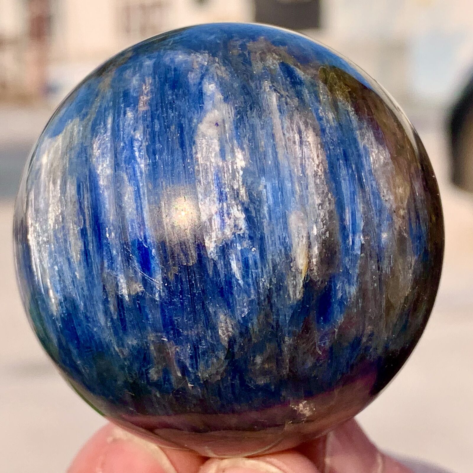 209G RareNatural beautiful Blue Kyanite Sphere Ball Quartz Crystal Healing