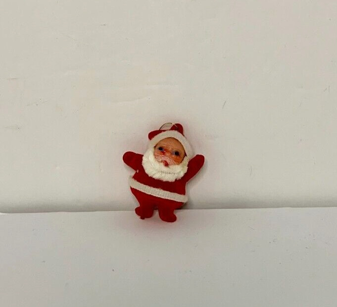 Vintage Miniature Flocked Santa Ornament