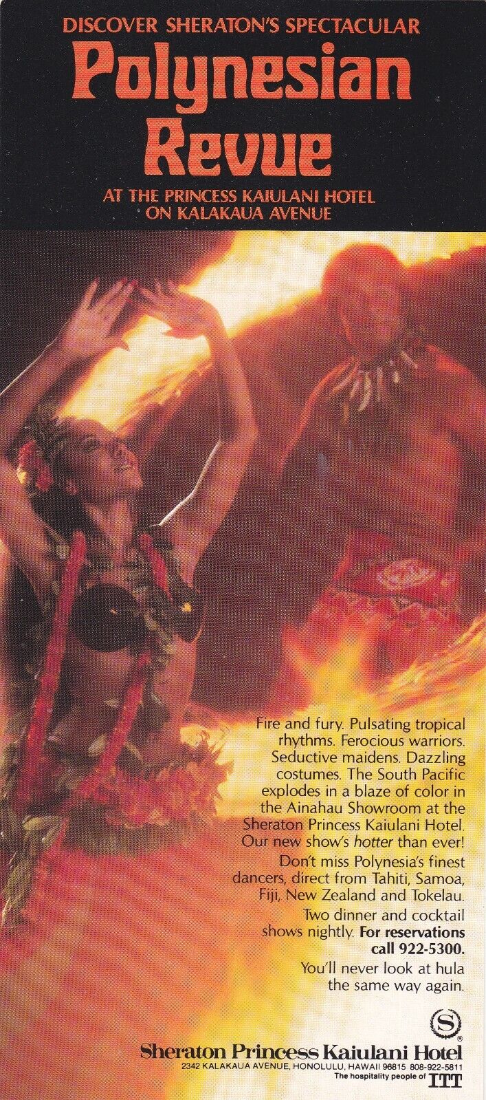 1987 Sheraton Princess Kaiulani Hotel Polynesian Revue Brochure