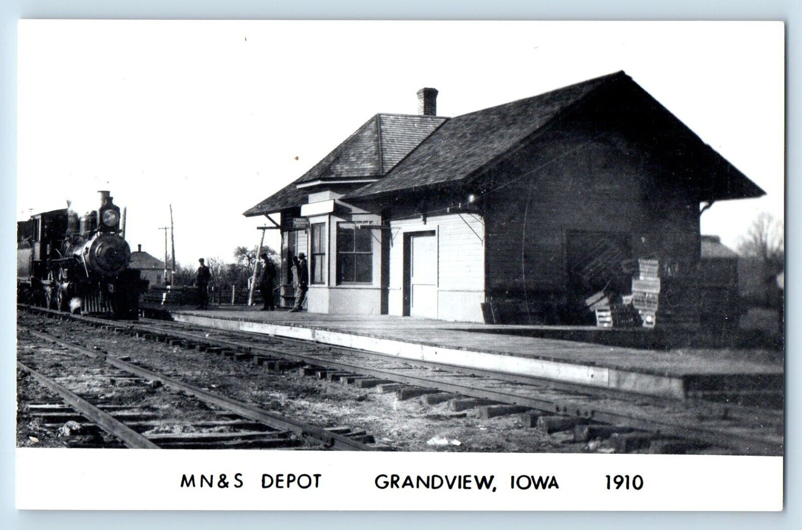 c1910\'s MN&S Grandview Iowa IA Vintage Train Depot Station RPPC Photo Postcard