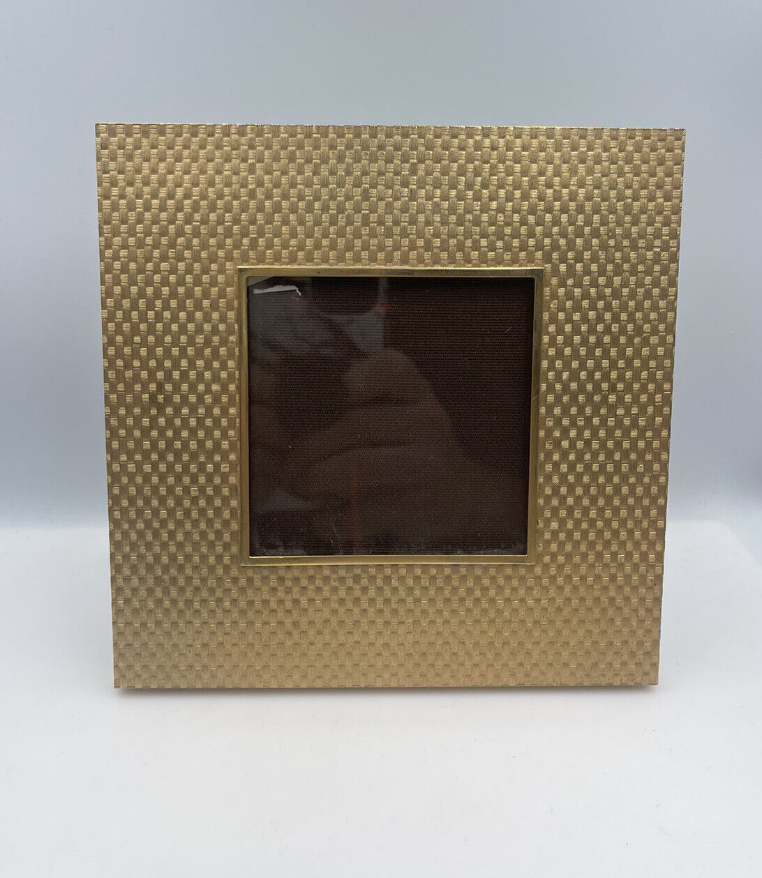 Cartier Made in Italy Vintage Gilt Brass Woven Basket Weave Picture Frame