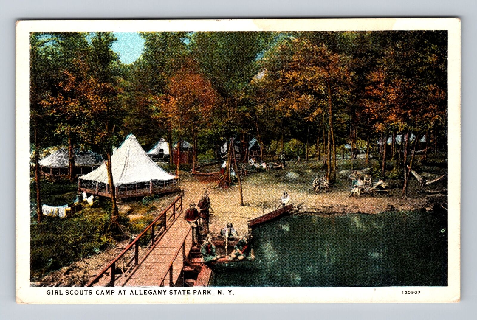 Allegany State Park NY-New York, Girl Scouts Camp, Antique, Vintage Postcard
