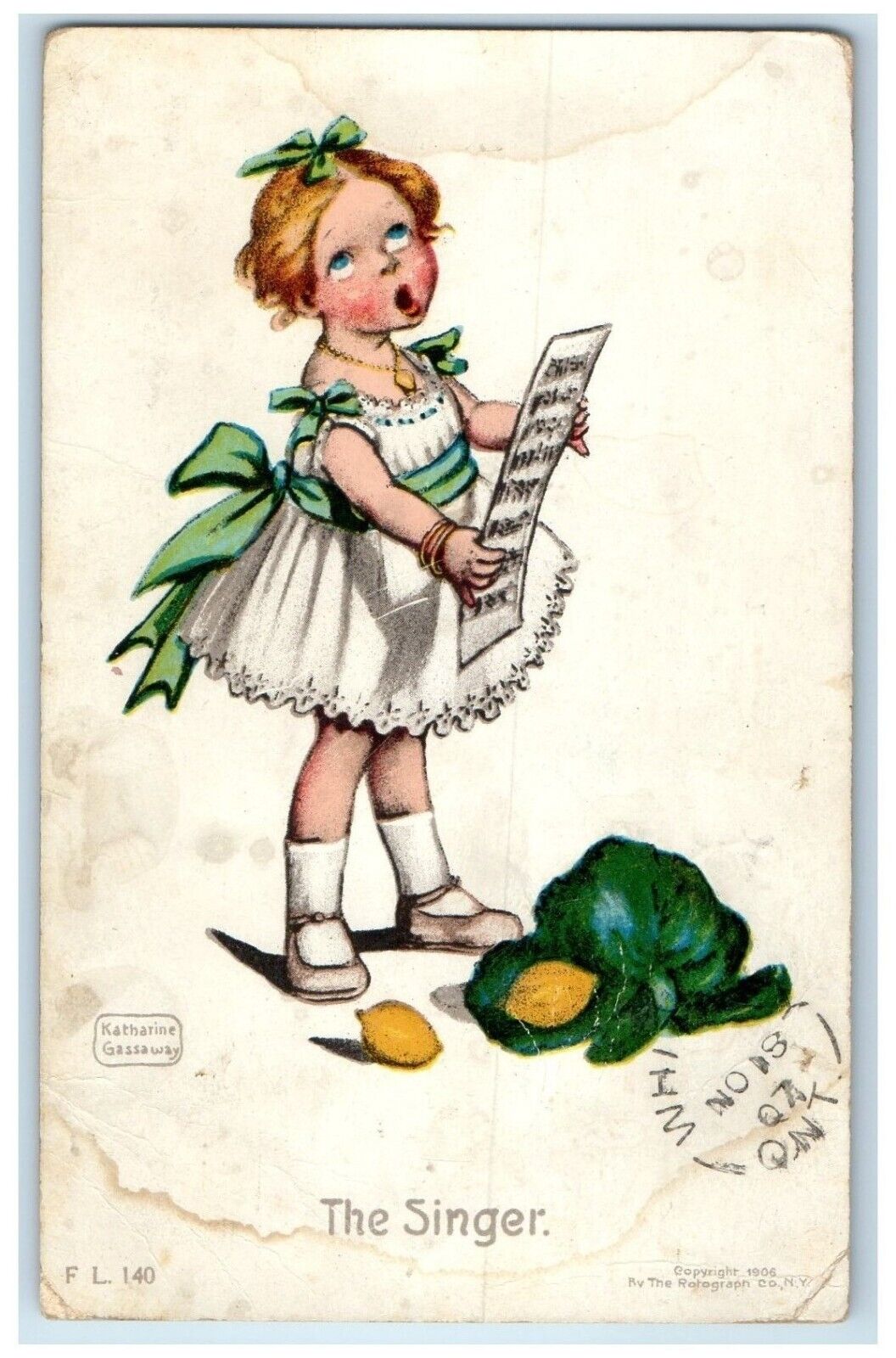 1907 Little Girl Singing The Singer Katharine Gassaway Whitney Ontario Postcard