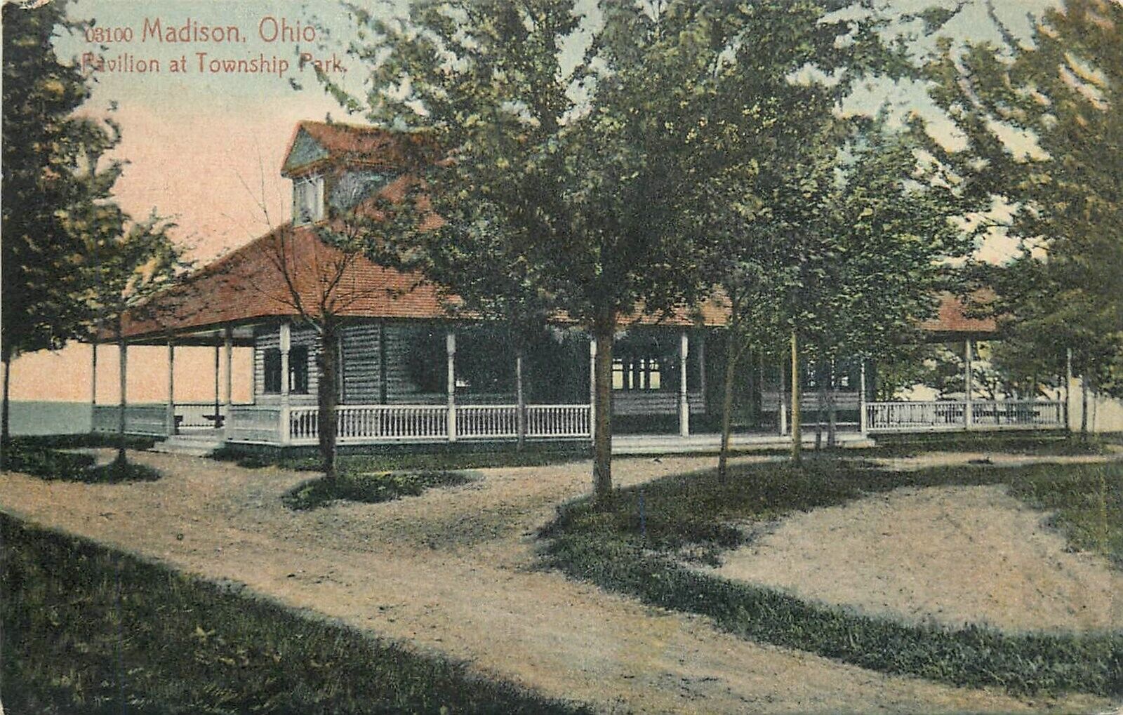 Postcard 1908 Ohio Madison Pavilion Township Park Rose 23-13672