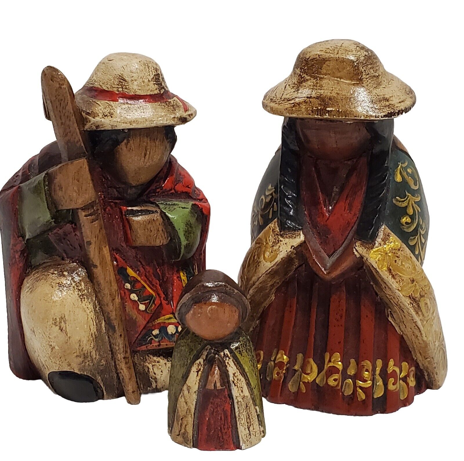 Set of 3 Hand Carved Wood Figures Lightweight Unbranded