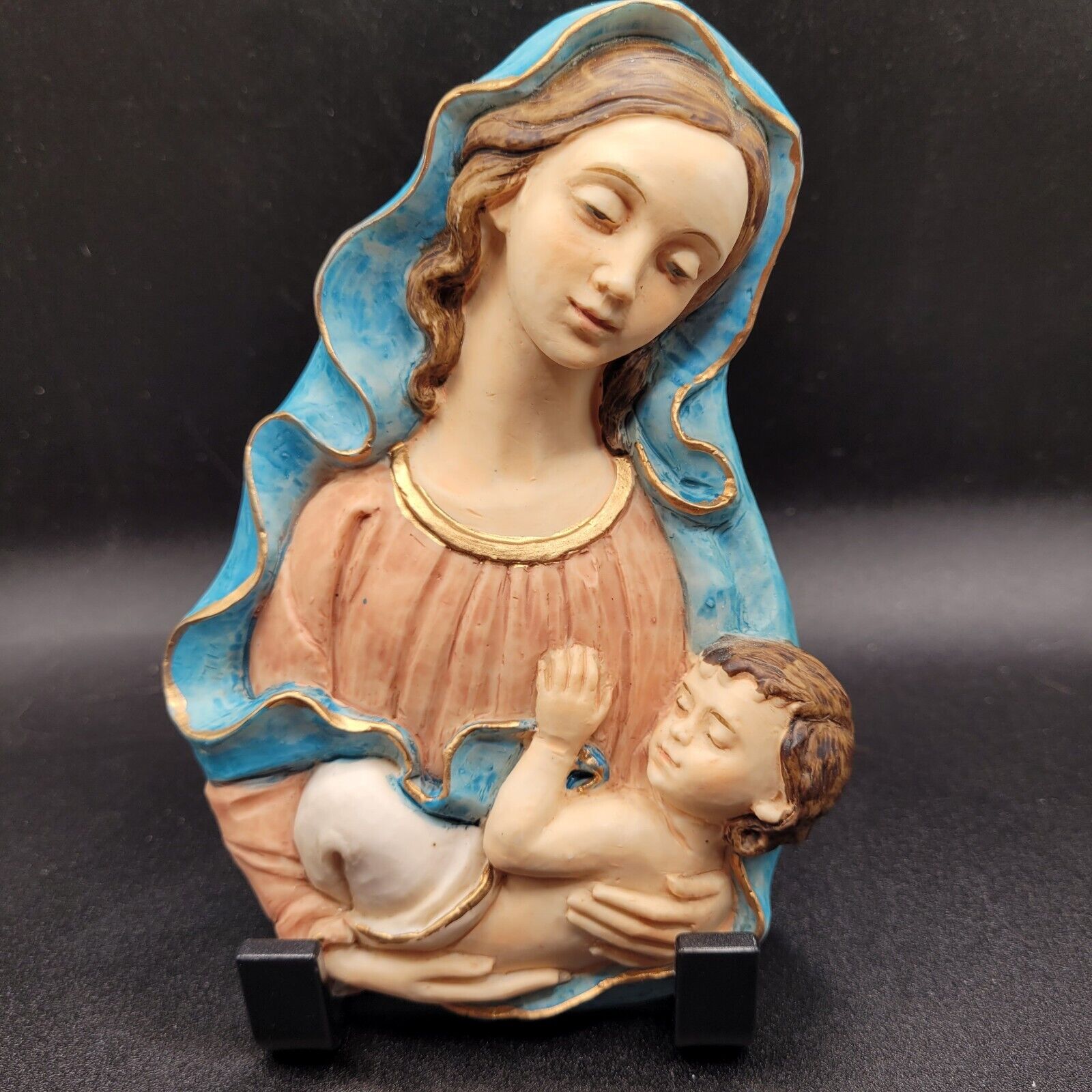 Vintage Hand Painted Pasquini Madonna And Child Wall Plaque Made In Italy
