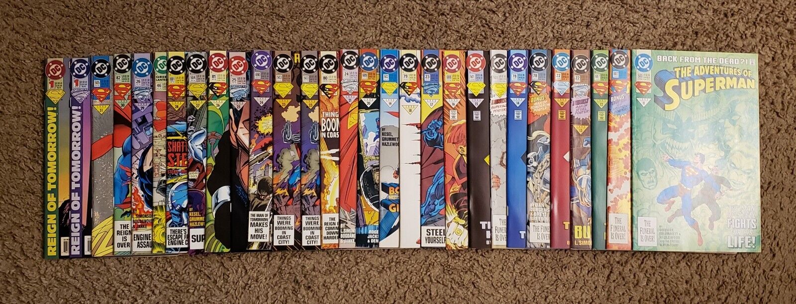 Lot Of 29 1993 DC Comics Reign Of The Supermen Complete Set, High Grade