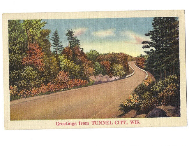 c.1942 Greetings From Tunnel City Wisconsin WI Postcard POSTED