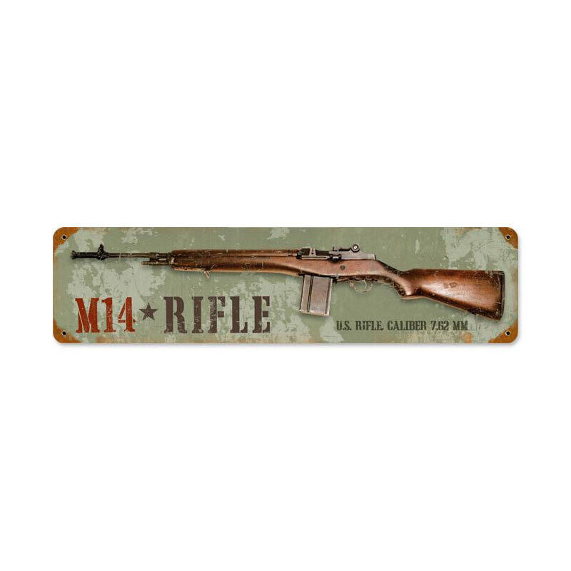 Vintage Style Metal Sign M14 Rifle 5 x 20