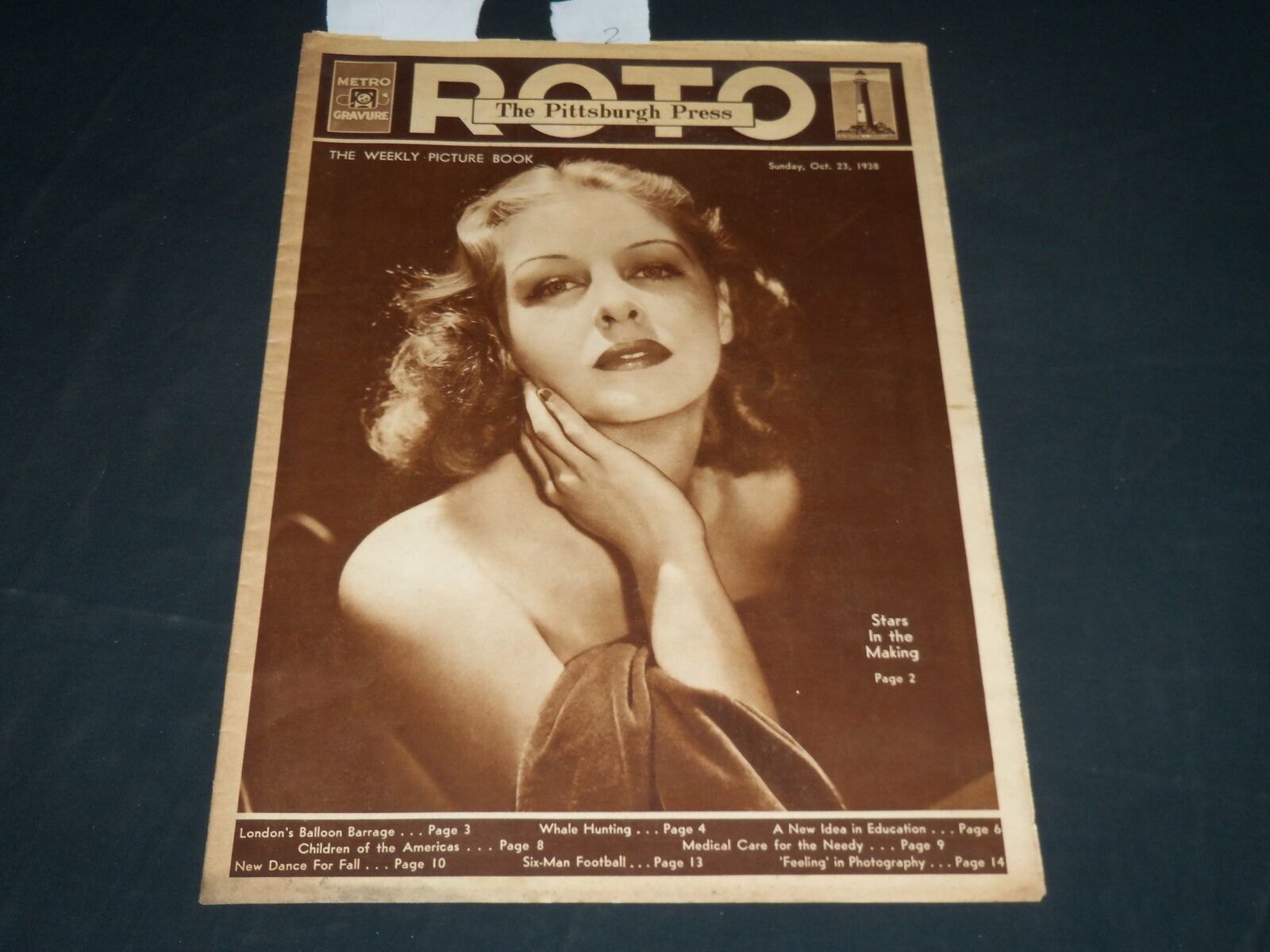 1938 OCT 23 THE PITTSBURGH PRESS SUNDAY ROTO SECTION - ANNA NEAGLE - NP 4554